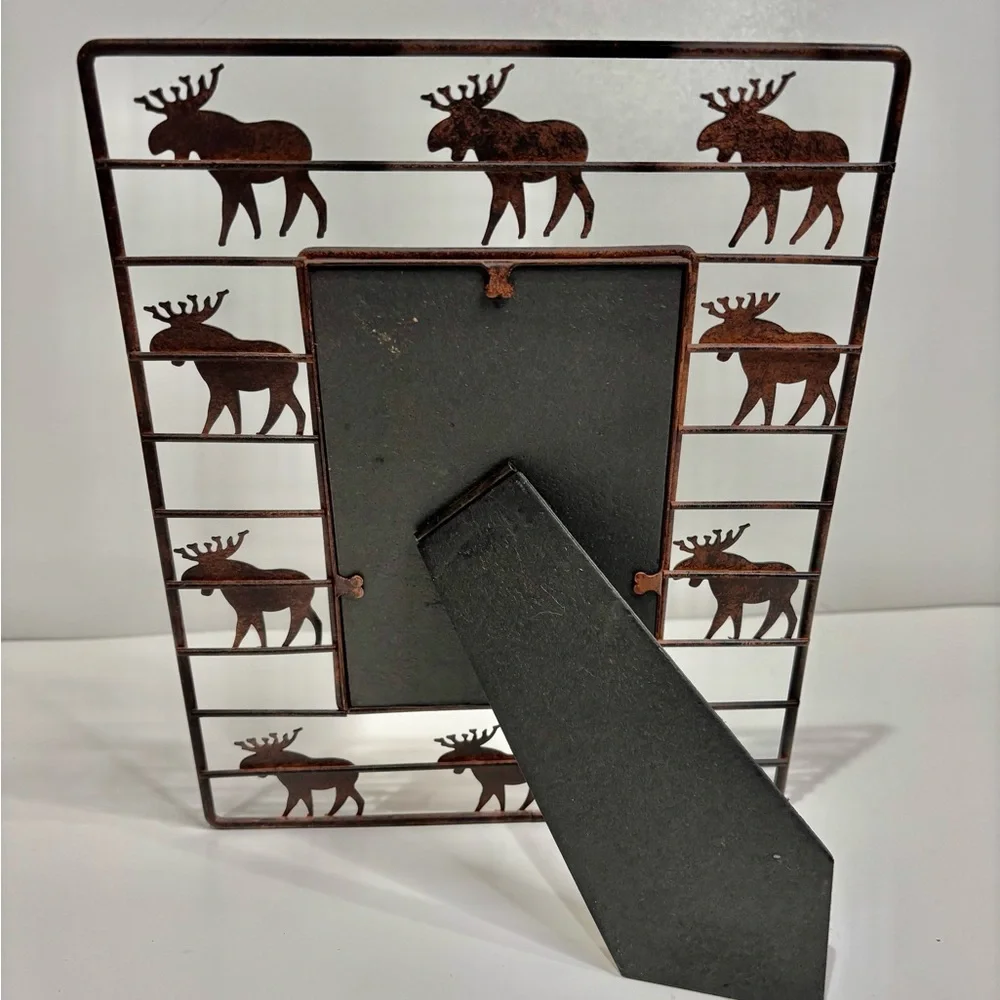 Rustic Metal Moose Silhouette Table Top Picture Frame